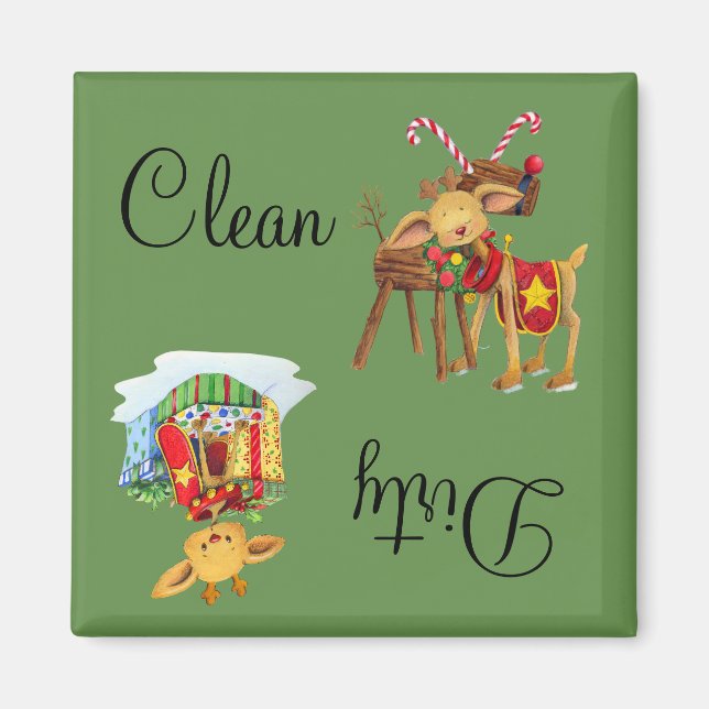 Dirty Clean Dishwasher Magnet julrenar (Framsidan)