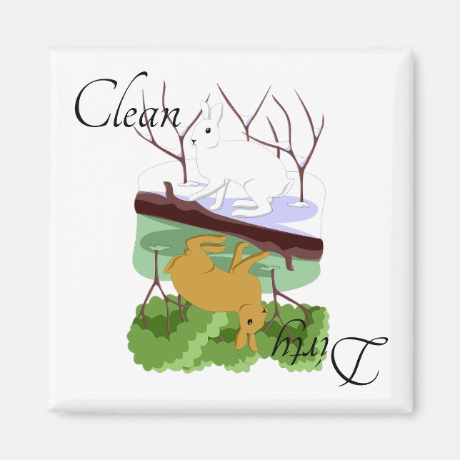 Dirty Clean Dishwasher Magnet Rabbit Hare Bunny (Framsidan)