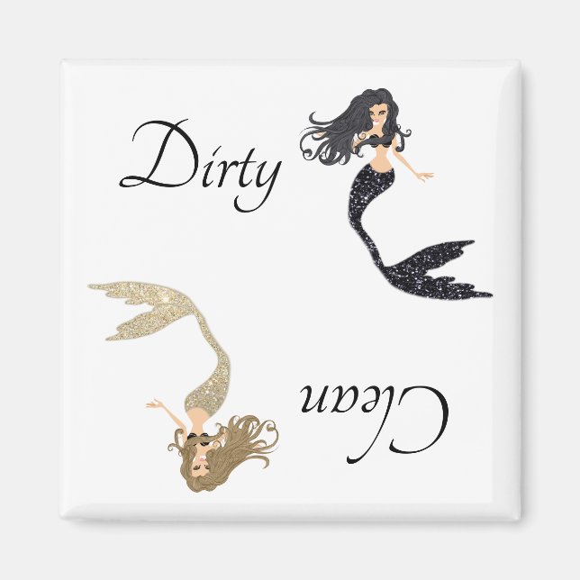 Dirty Clean Dishwasher Magnet Sjöjungfruars Black  (Framsidan)