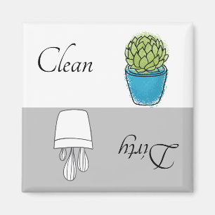 Dirty Clean Dishwasher Magnet Succulary Plant