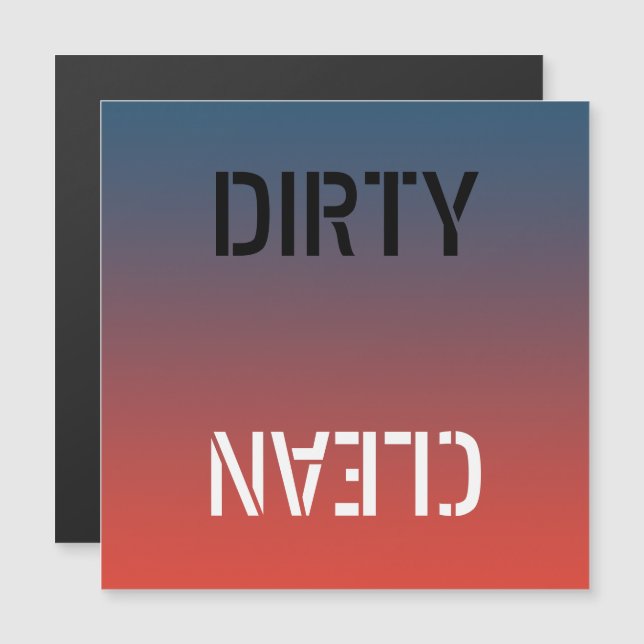 Dirty Clean Dishwasher Magnetic Card (Fram/baksida)