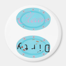 Dirty Clean Dishwasher magnets - blue platters Magnet