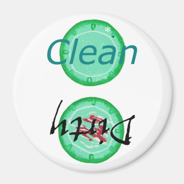 Dirty Clean Dishwasher magnets, grönt tallrikar Magnet (Framsidan)