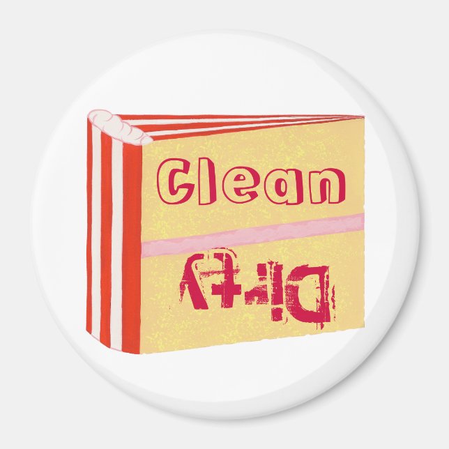 Dirty Clean Dishwasher magnets, Red White Cake Magnet (Framsidan)