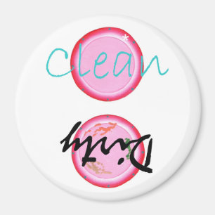 Dirty Clean Dishwasher magnets, rosa tallrikar Magnet
