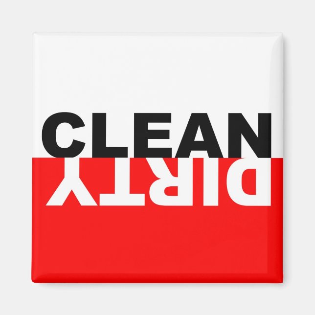 Dirty Clean Dishwasher Red Magnet (Framsidan)