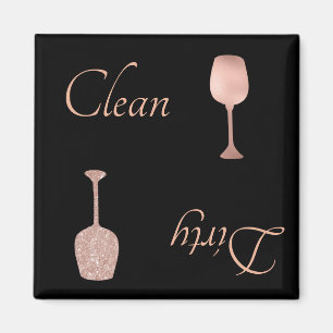 Dirty Clean Dishwasher Ro Gold Foil Glitter Magnet
