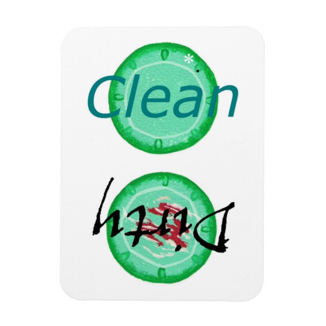 Dirty Clean Grönt Tallrikar Dishwasher Magnets Magnet (Vertikal)