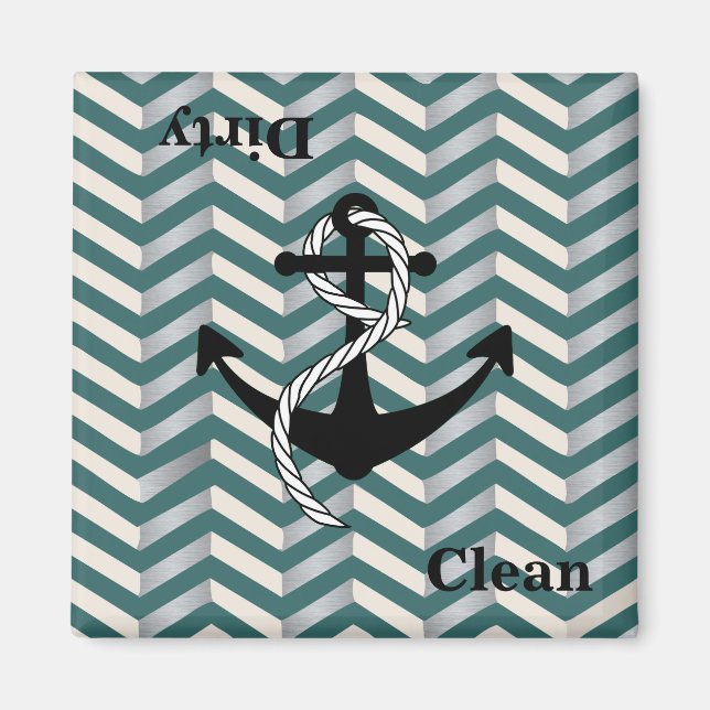 Dirty Clean Nautical Chevron Dishwasher Magnet (Framsidan)