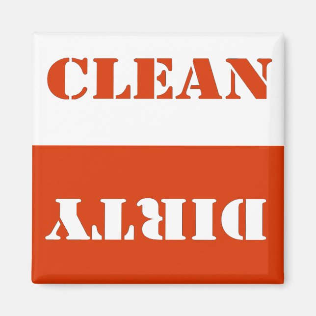 Dirty Clean Red Dishwasher Magnet (Framsidan)