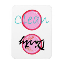 Dirty Clean Rosa Tallrikar Dishwasher Magnets