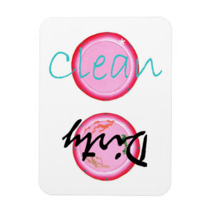 Dirty Clean Rosa Tallrikar Dishwasher Magnets Magnet