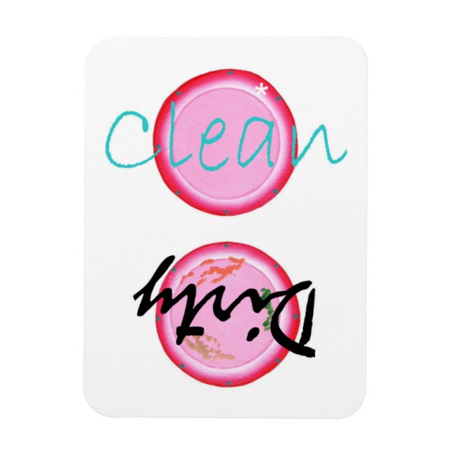 Dirty Clean Rosa Tallrikar Dishwasher Magnets Magnet (Vertikal)
