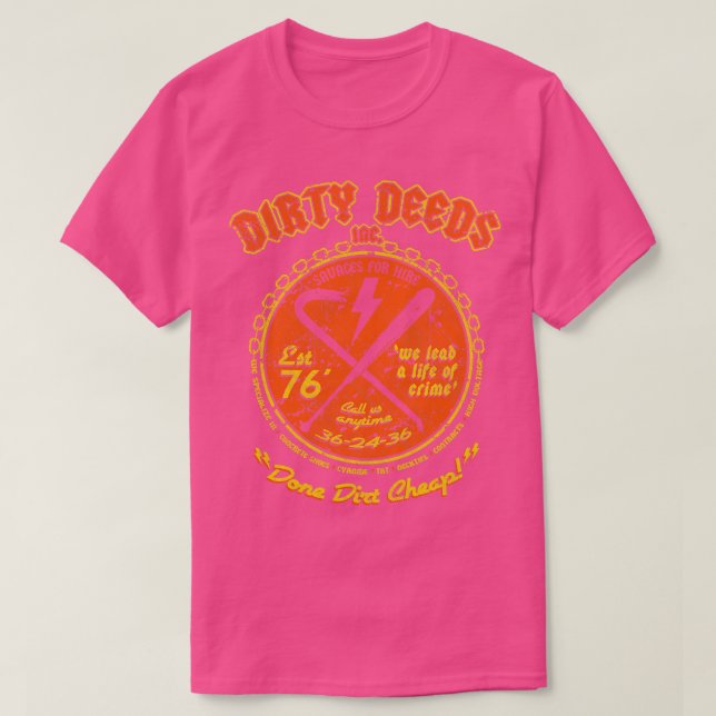 DIRTY DEEDS ORANGE GULT T SHIRT (Design framsida)