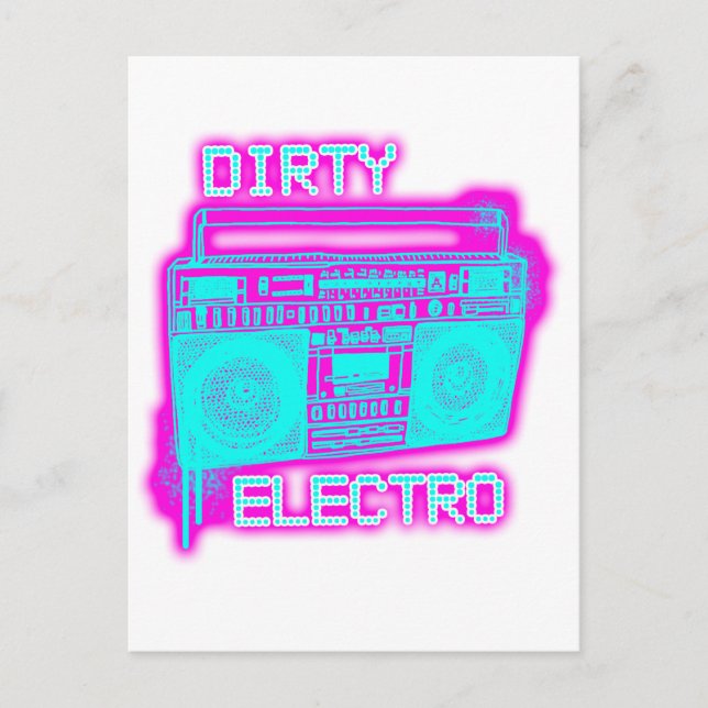DirTY ELECTRO-klubb DJ-flickor och killar neon Vykort (Framsida)