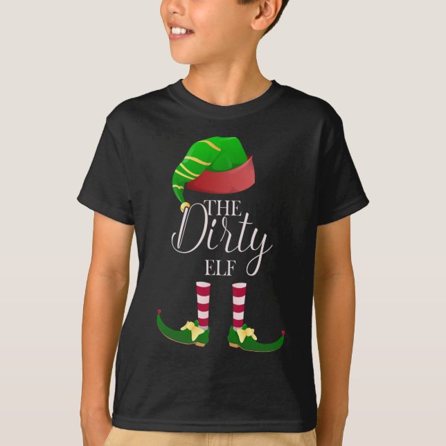 Dirty Elf Cute Funny-julfamiljen T Shirt (Framsida)