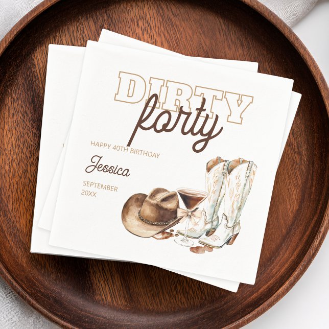 Dirty Forty Rodeo Western 40-årsfest Pappersservett (Dirty Forty Rodeo Western 40th Birthday Party Napkins)