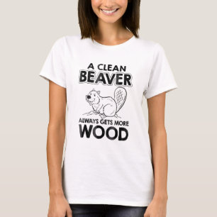 Dirty Funny Vuxen Clean Beaver Wood Pun851 T Shirt