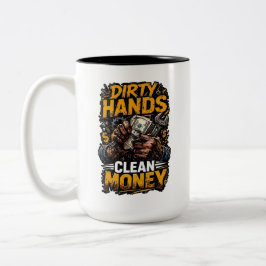 Dirty Hands Clean Money Mechanic gift Två-Tonad Mugg