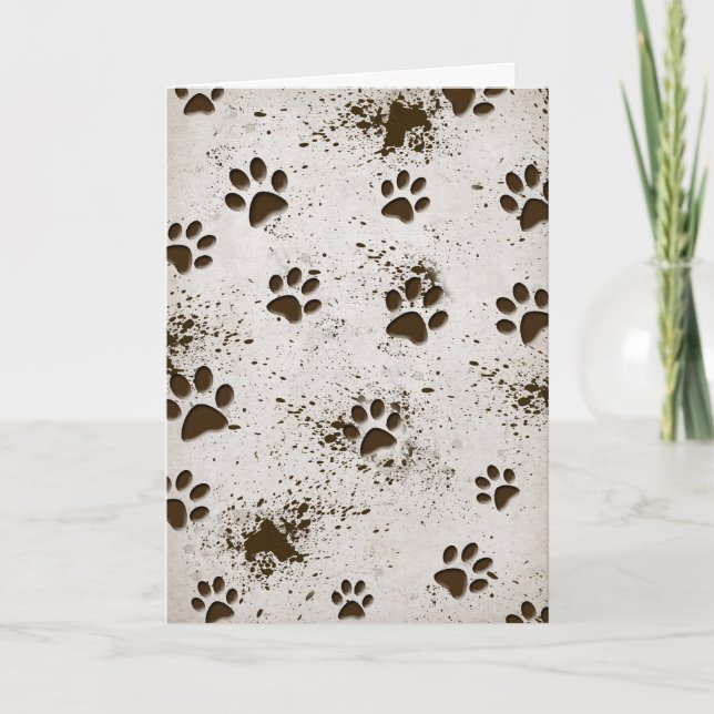Dirty Hund Pawprint Birthday Kort (Framsida)