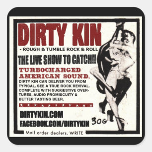 Dirty Kin Retro Fyrkantigt Klistermärke