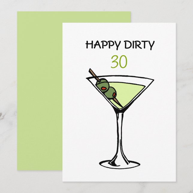 Dirty Martini 30 Birthday Kort (Fram/baksida)