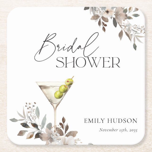 Dirty Martini Cocktail Bröllopsdusch Underlägg Papper Kvadrat (Framsidan)