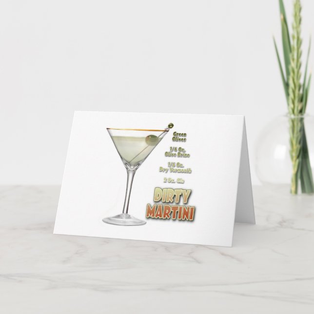 Dirty Martini Cocktail Recipe Art-gratulationskort Kort (Framsida)