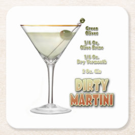 Dirty Martini Cocktail Recipe Art Papper Underlägg Kvadrat