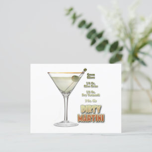 Dirty Martini Cocktail Recipe Art Vykort