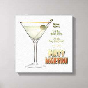 Dirty Martini Cocktailrecept Konst 12"x12" Canvastryck