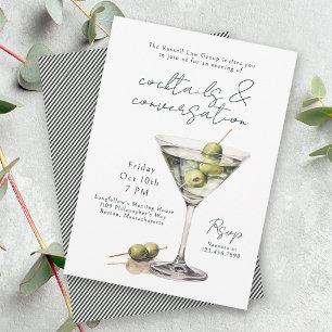 Dirty Martini Cocktails och Conversation Event Inbjudningar