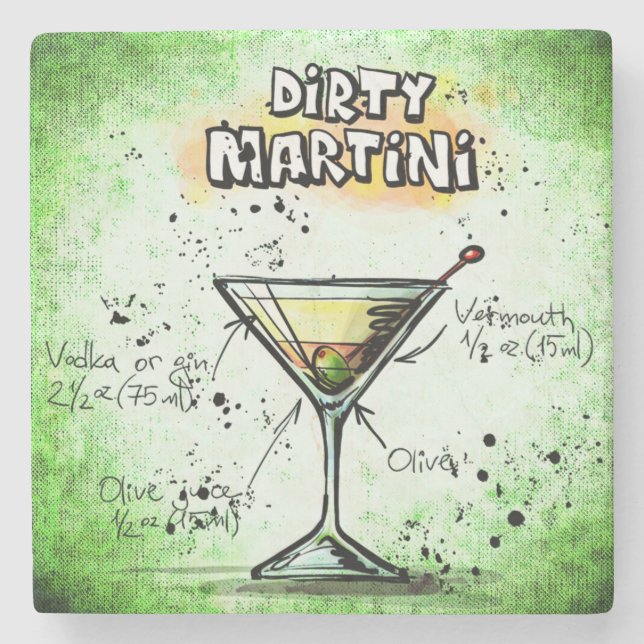 Dirty Martini Drink Recipe Underlägg Sten (Framsidan)