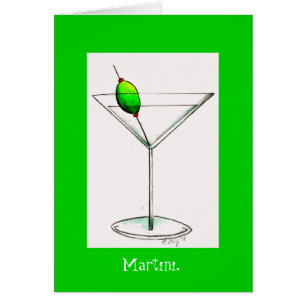 Dirty Martini Olive Cocktail Glass CocktailCard OBS Kort