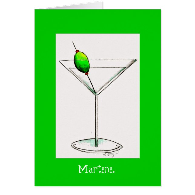 Dirty Martini Olive Cocktail Glass CocktailCard OBS Kort (Framsidan)