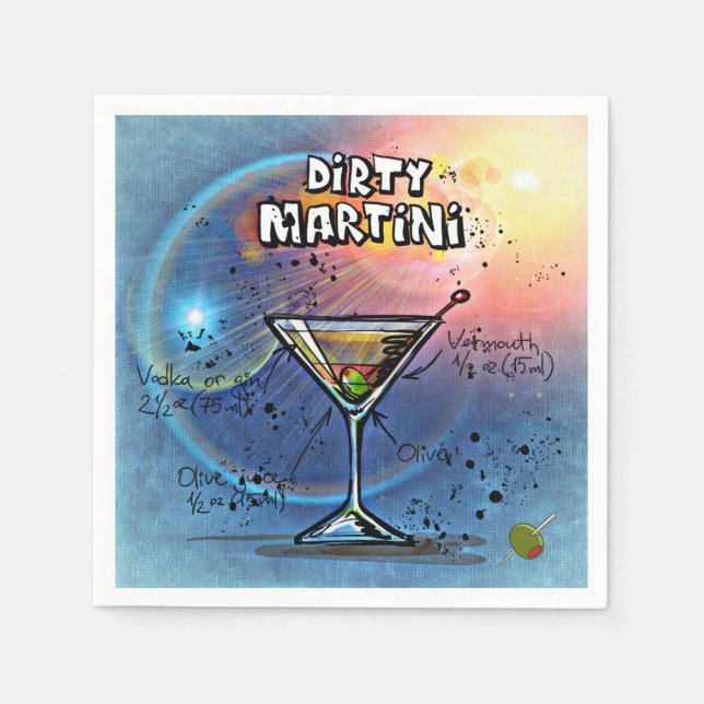 Dirty Martini On Blue Fabric Pappersservett (Framsidan)