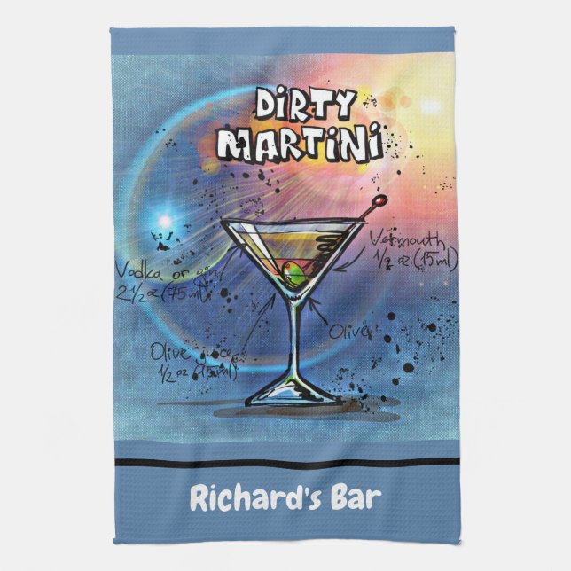 Dirty Martini Recipe Personlig Anpassningsbar Pub Kökshandduk (Vertikal)