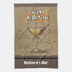 Dirty Martini Recipe Personlig Pub Burlap Kökshandduk