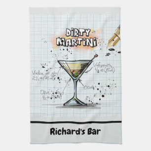 Dirty Martini Recipe Personlig Pub Teckning Kökshandduk