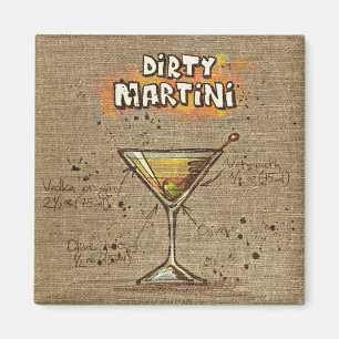 Dirty Martini Recipe Pub Burlap Magnet
