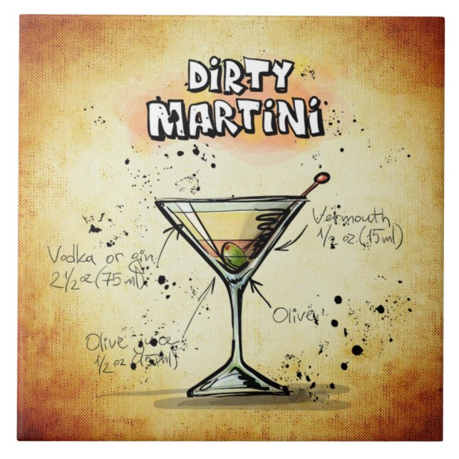 Dirty Martini Recipe Pub Guld Kakelplatta (Framsidan)