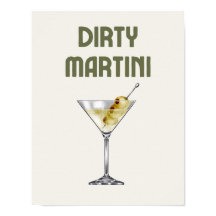 Dirty Martini Retro Sage Grönt Cocktail Poster