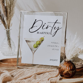 Dirty Martini Sign Namnteckning Drink Poster