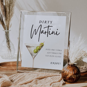 Dirty Martini Sign Namnteckning Drink Poster