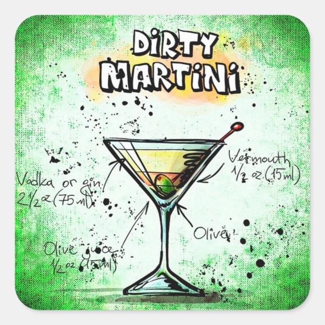 Dirty Martini Stickers Fyrkantigt Klistermärke (Framsida)