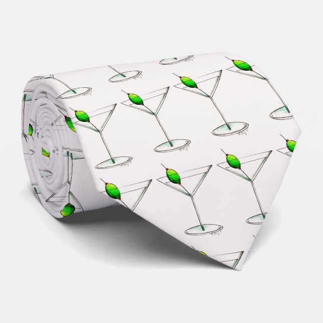 Dirty Martini w/ Olive Cocktail Glass Drinking Tie Slips (Rullad)