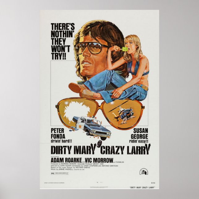 Dirty Mary Crazy Larry-filmen poster vintage retro (Framsidan)