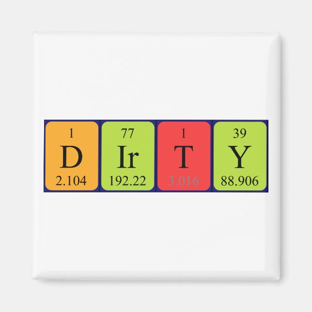 Dirty Perioty bord namn magnet (Framsidan)