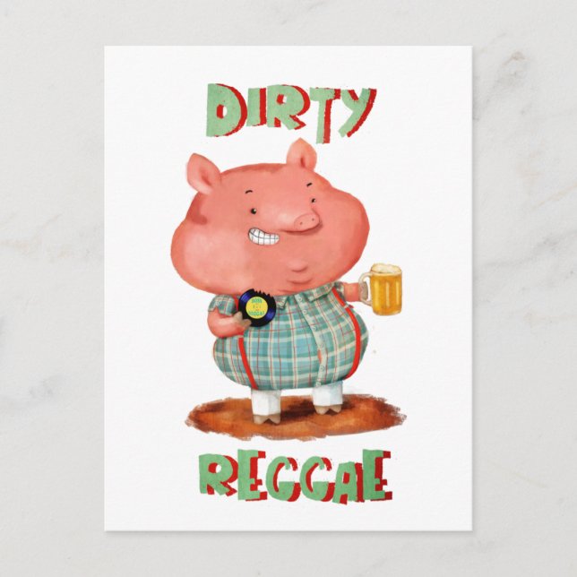 Dirty Reggae Gris Vykort (Framsida)