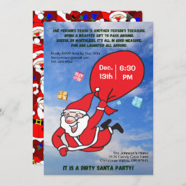Dirty Santa Party som flyger med en Blå himmel-jul Inbjudningar